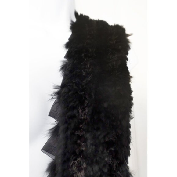 Long lux black rabbit and chiffon scarf - Picture 4 of 4